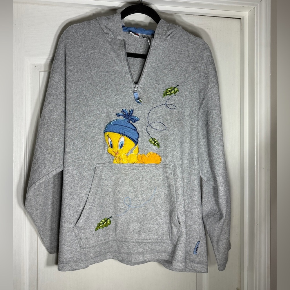 Warner Bros. Looney Tunes Gray Hoodie Tweety Bird Size L